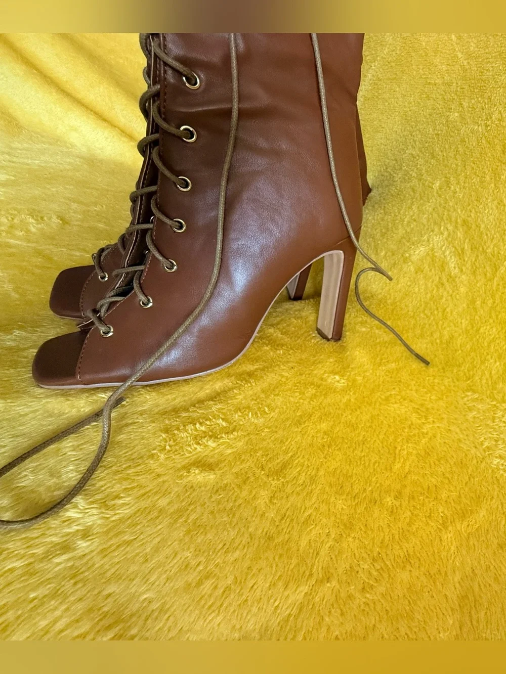 Lace-Up Knee-High Heeled Boots